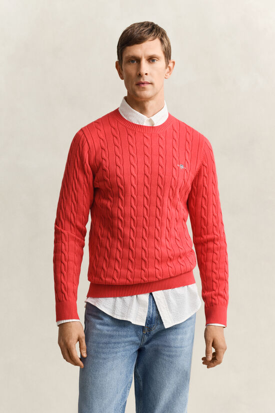 Cotton Cable Knit Crew Neck Sweater