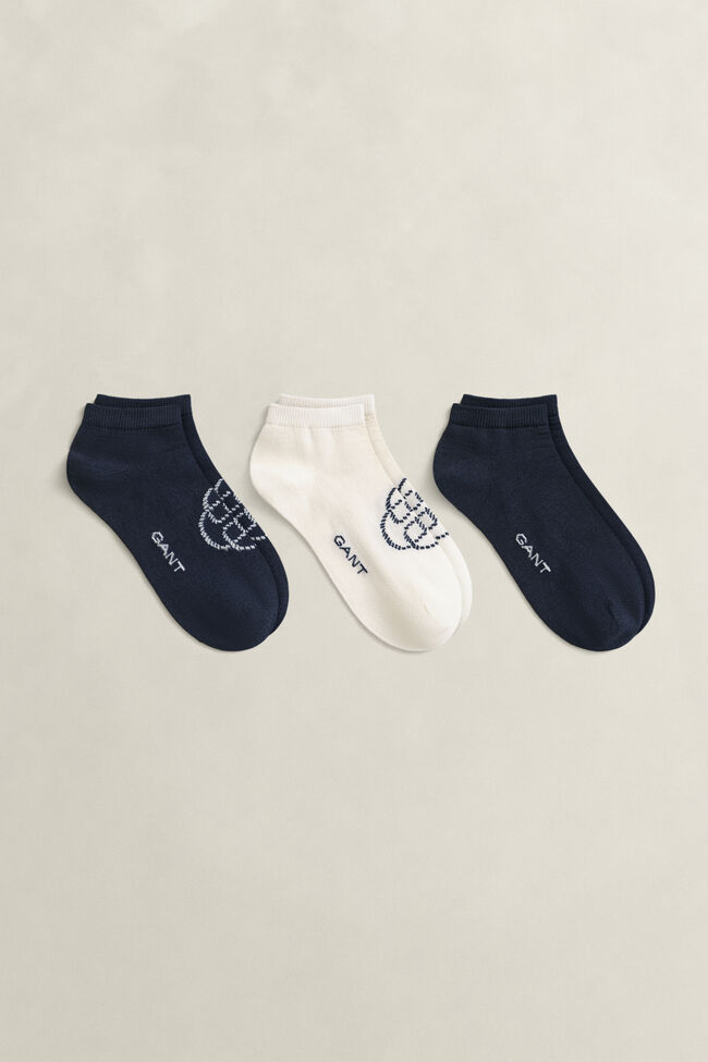 3-Pack Monogram & Solid Ankle Socks