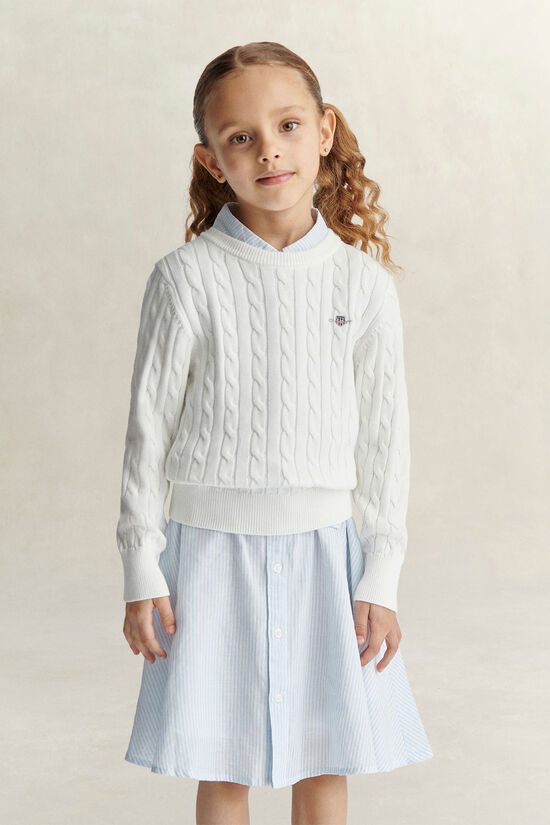 Girls Shield Cable Knit Sweater