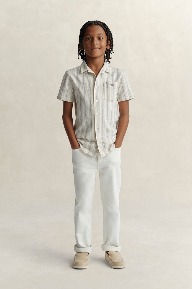 Teen Boys Striped Linen Blend Shirt