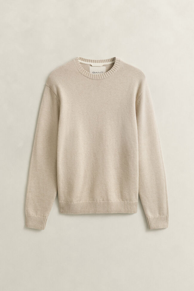 Cotton Blend Crew Neck Sweater