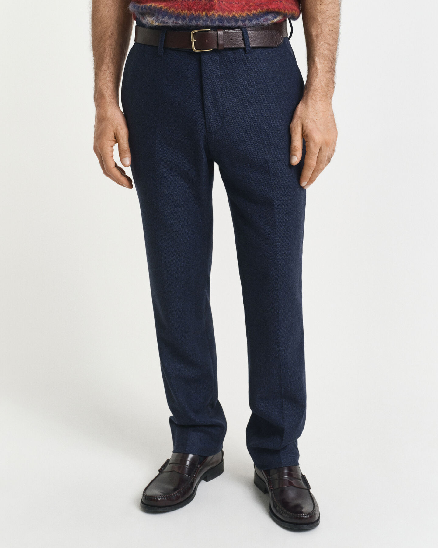Slim Fit Flannel Herringbone Suit Pants