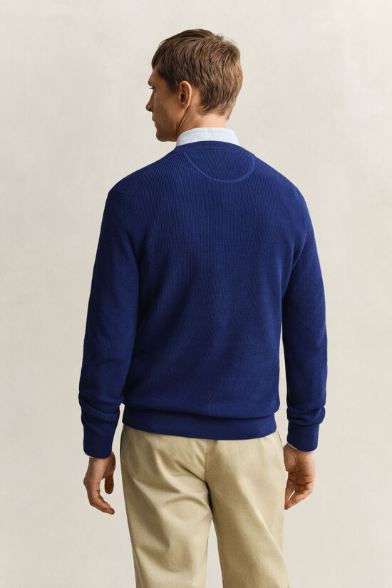 Textured Cotton Crew Neck Sweater