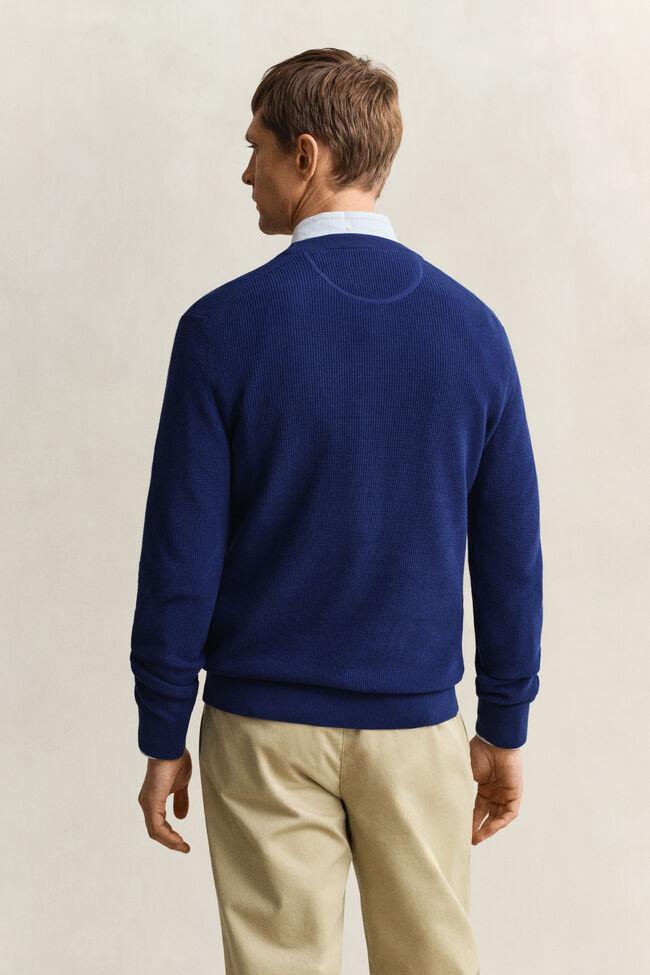 Textured Cotton Crew Neck Sweater