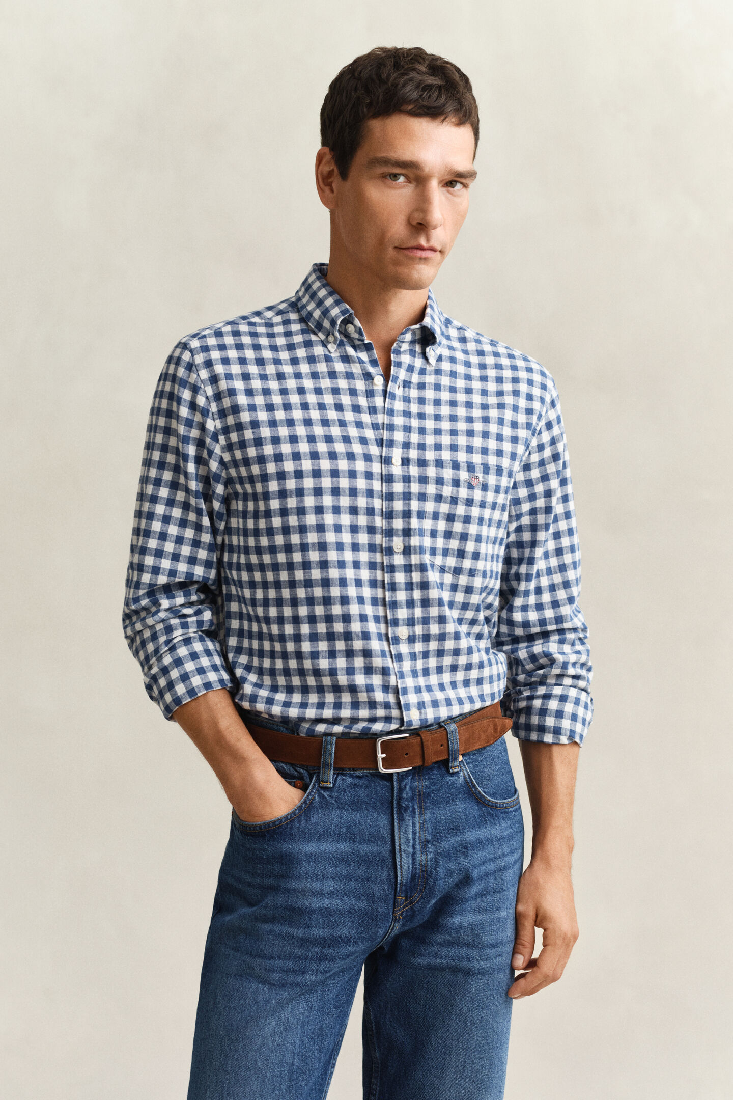 Gingham Linen Blend Shirt