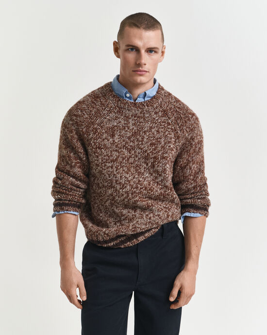 Mélange Wool Crew Neck Sweater
