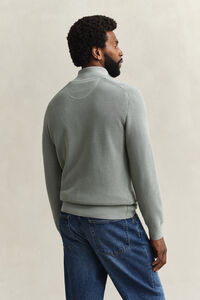 Textured Cotton Half-Zip Sweater