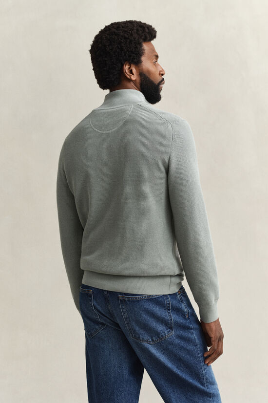Textured Cotton Half-Zip Sweater
