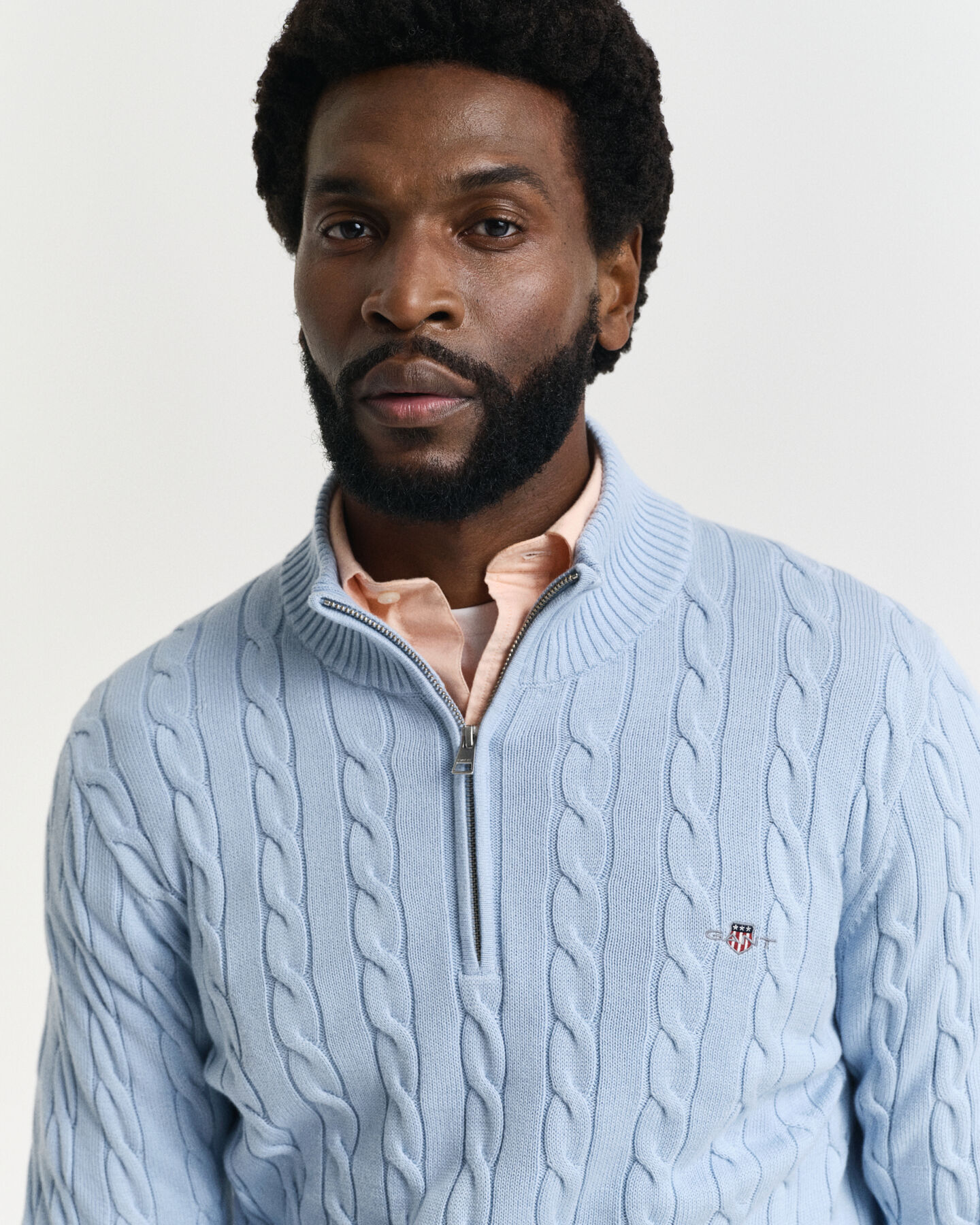 Cotton Cable Knit Half-Zip Sweater
