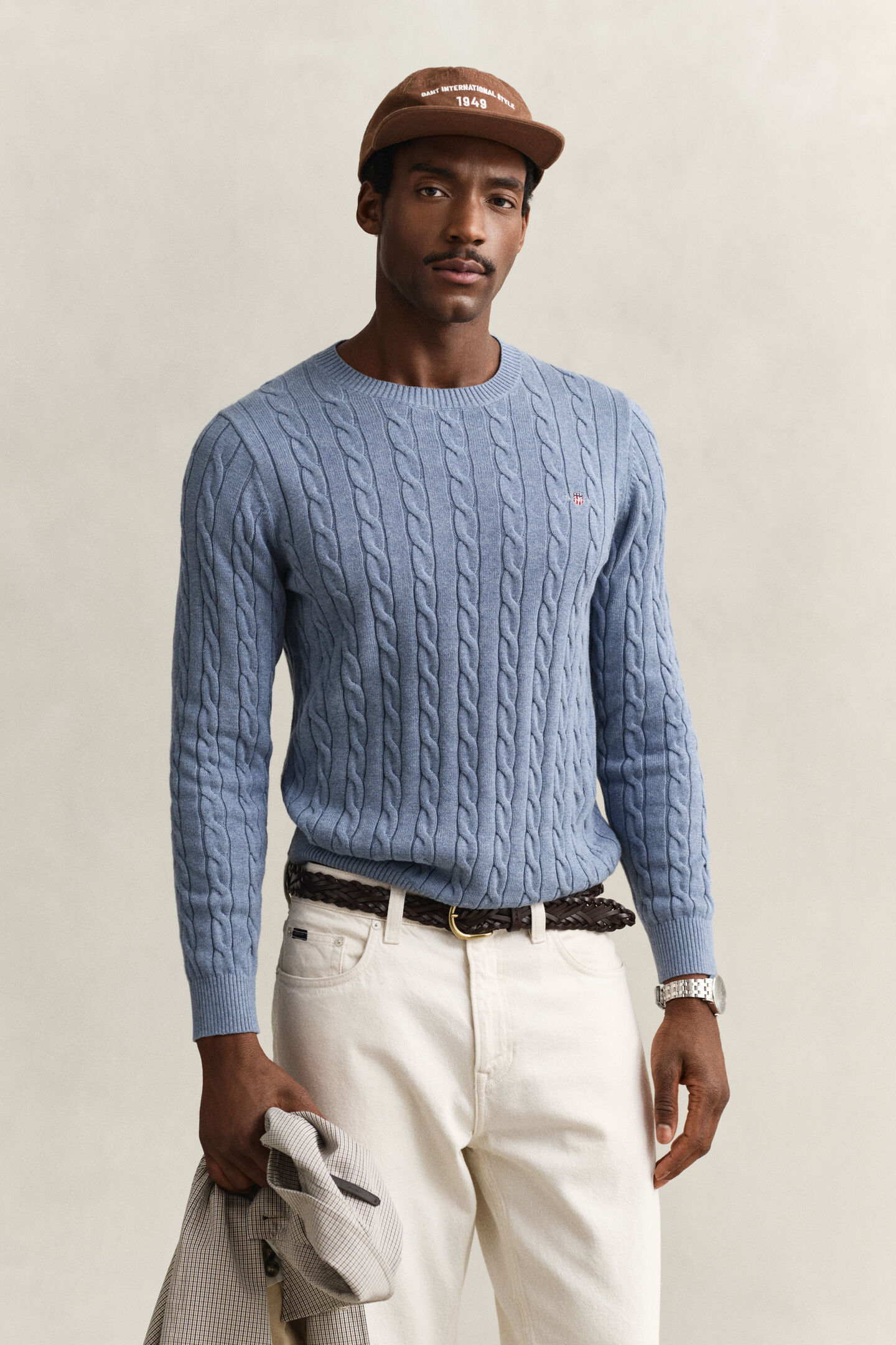 Cotton Cable Knit Crew Neck Sweater