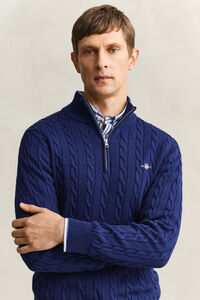 Cotton Cable Knit Half-Zip Sweater