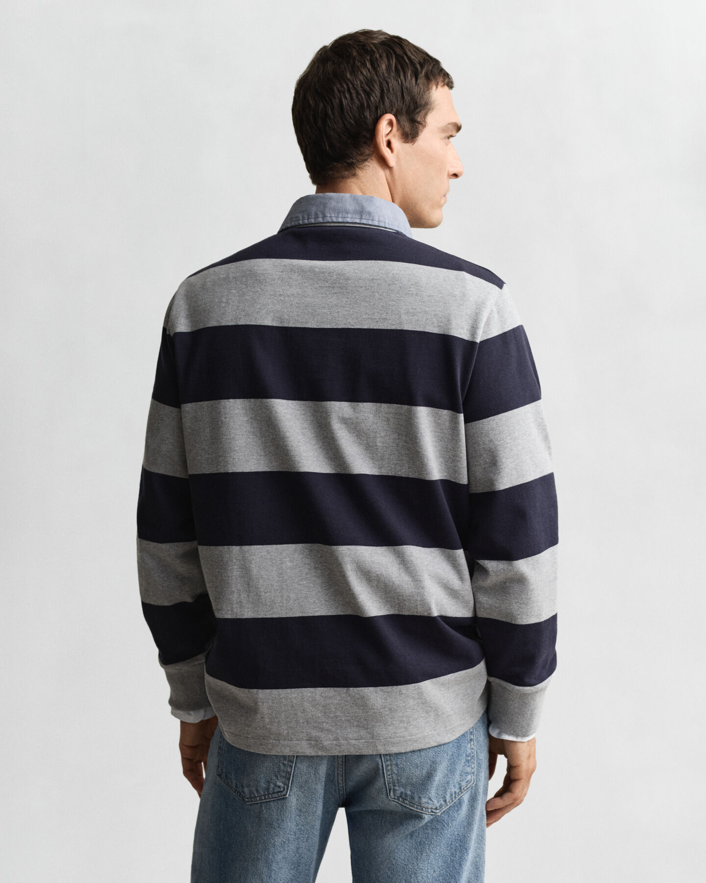 Chambray Collar Striped Heavy Rugger