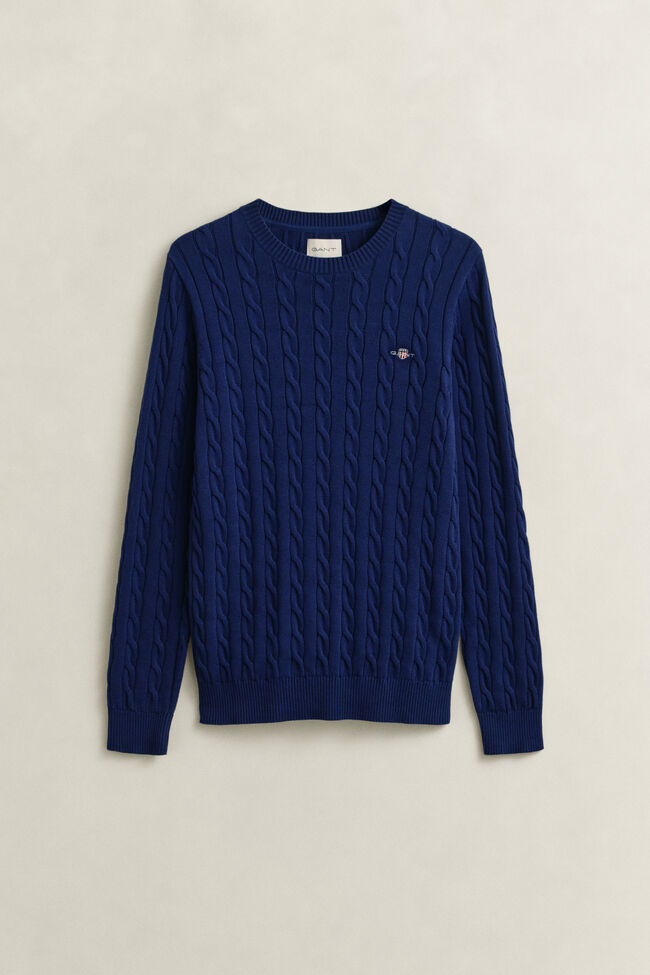 Cotton Cable Knit Crew Neck Sweater