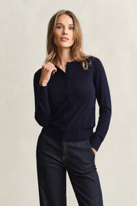 Lightweight Knit Crew Neck Cardigan