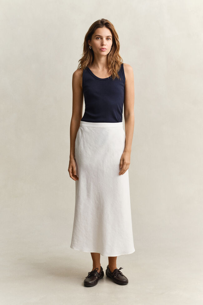 Flared Linen Blend Skirt