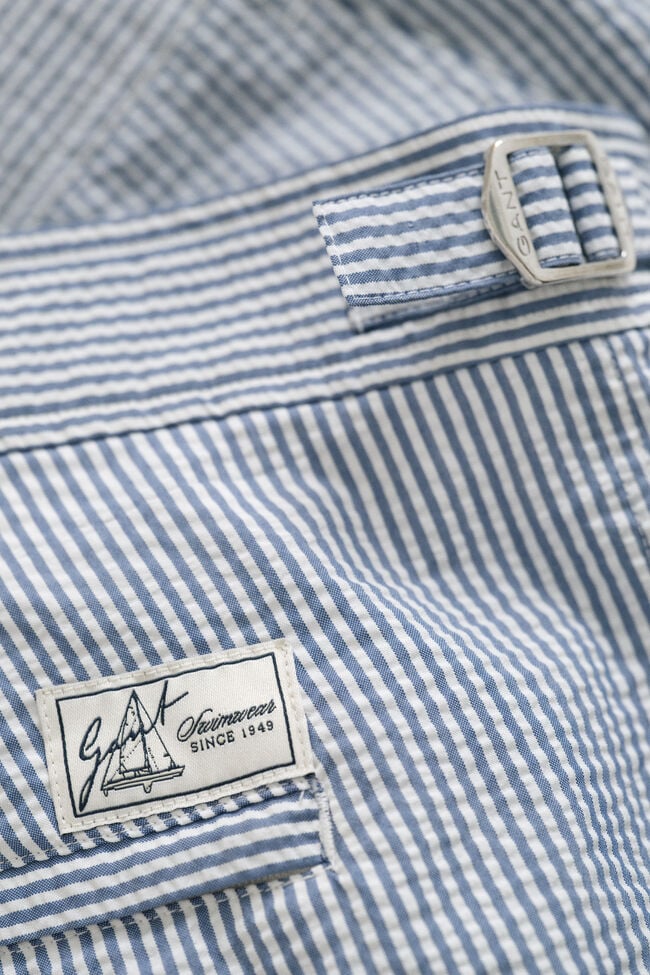 Fitted Seersucker Swim Shorts