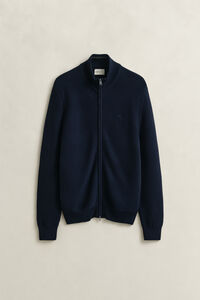 Textured Cotton Zip Cardigan