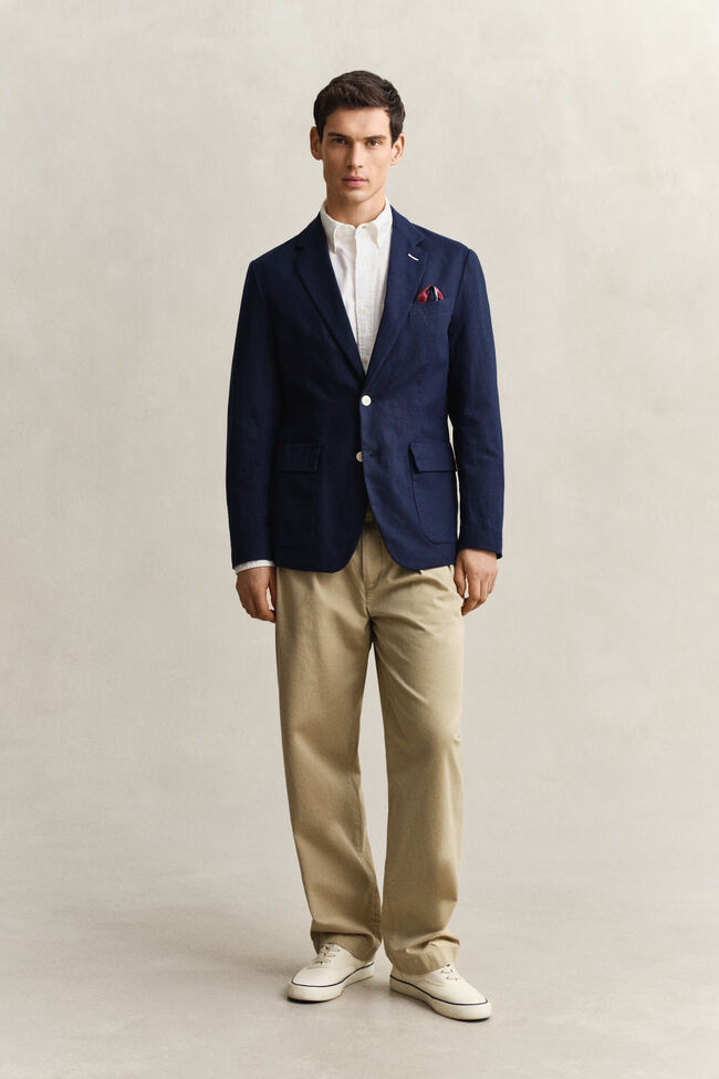 Textured Cotton Blend Suit Jacket