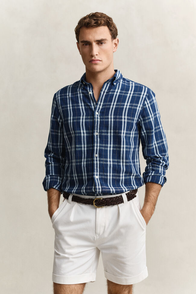 Cotton Linen Checked Shirt