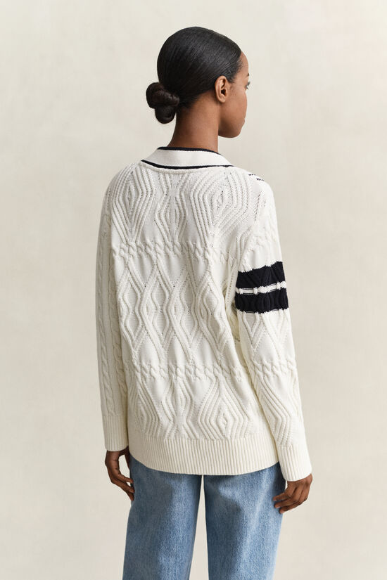 Varsity Cable Knit Cardigan