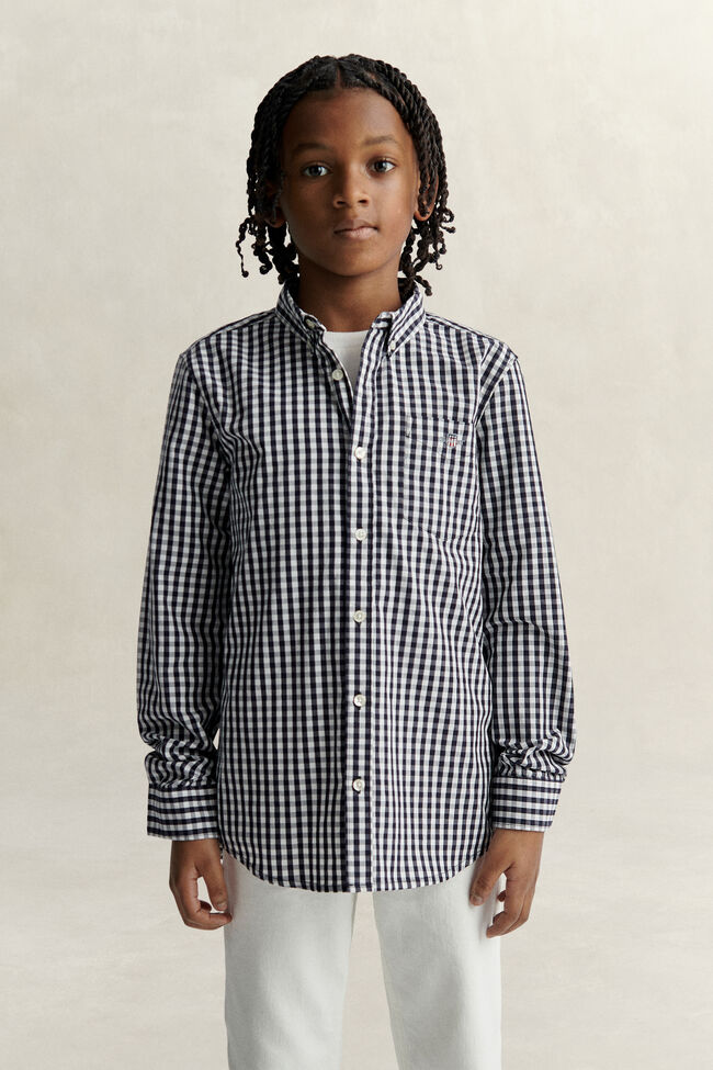 Teen Boys Gingham Poplin Shirt