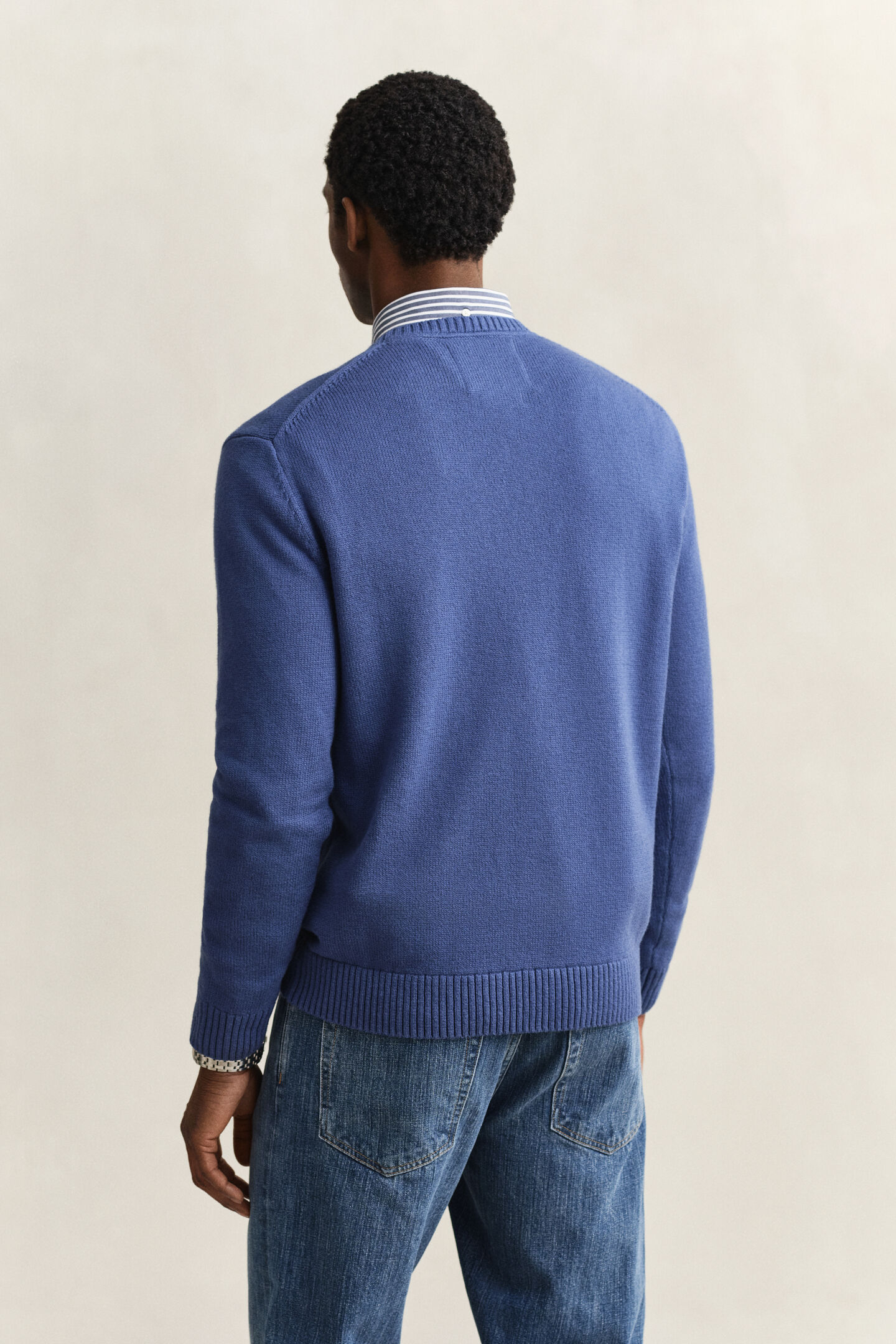 Cotton Blend Crew Neck Sweater
