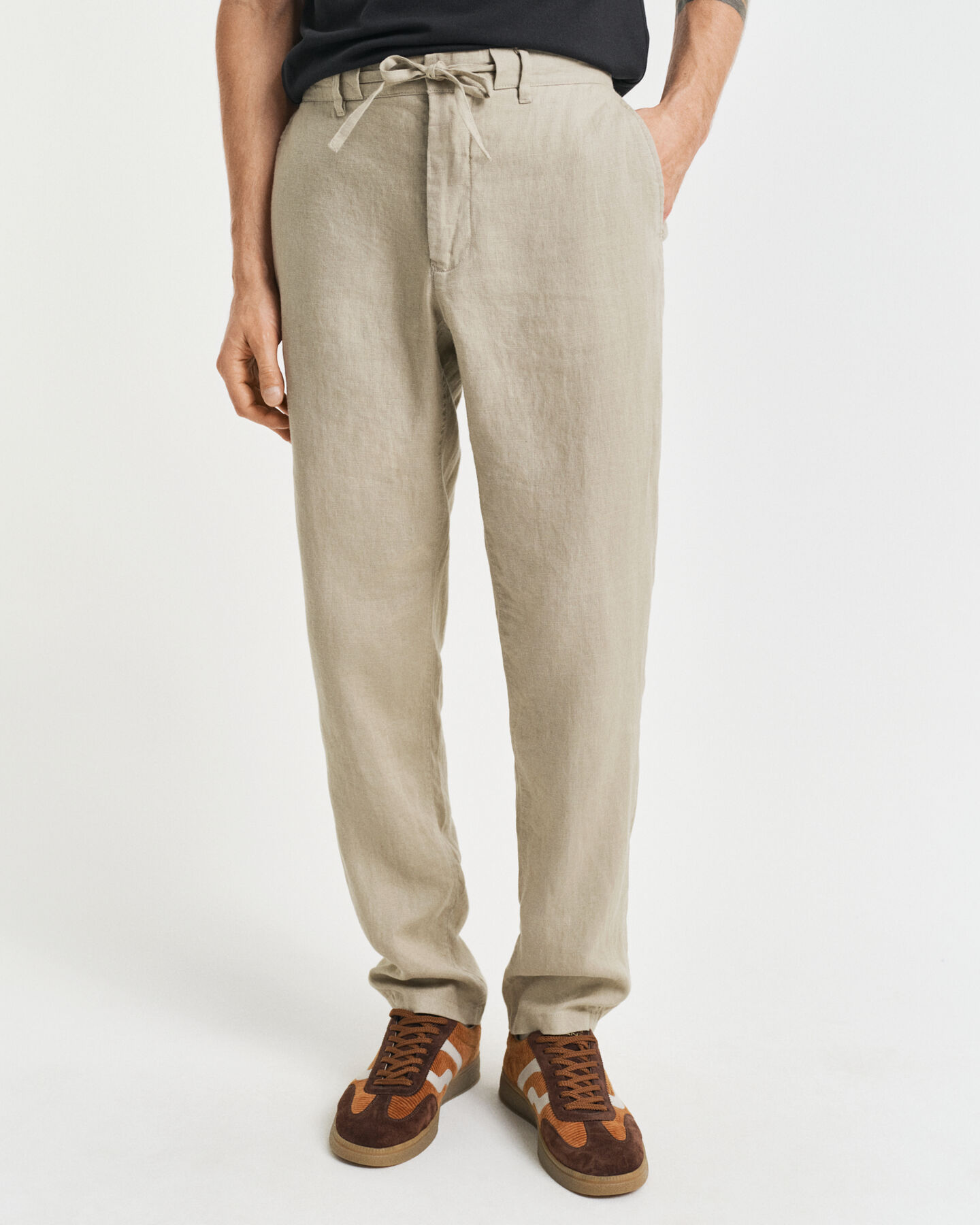 Relaxed Fit Linen Drawstring Pants