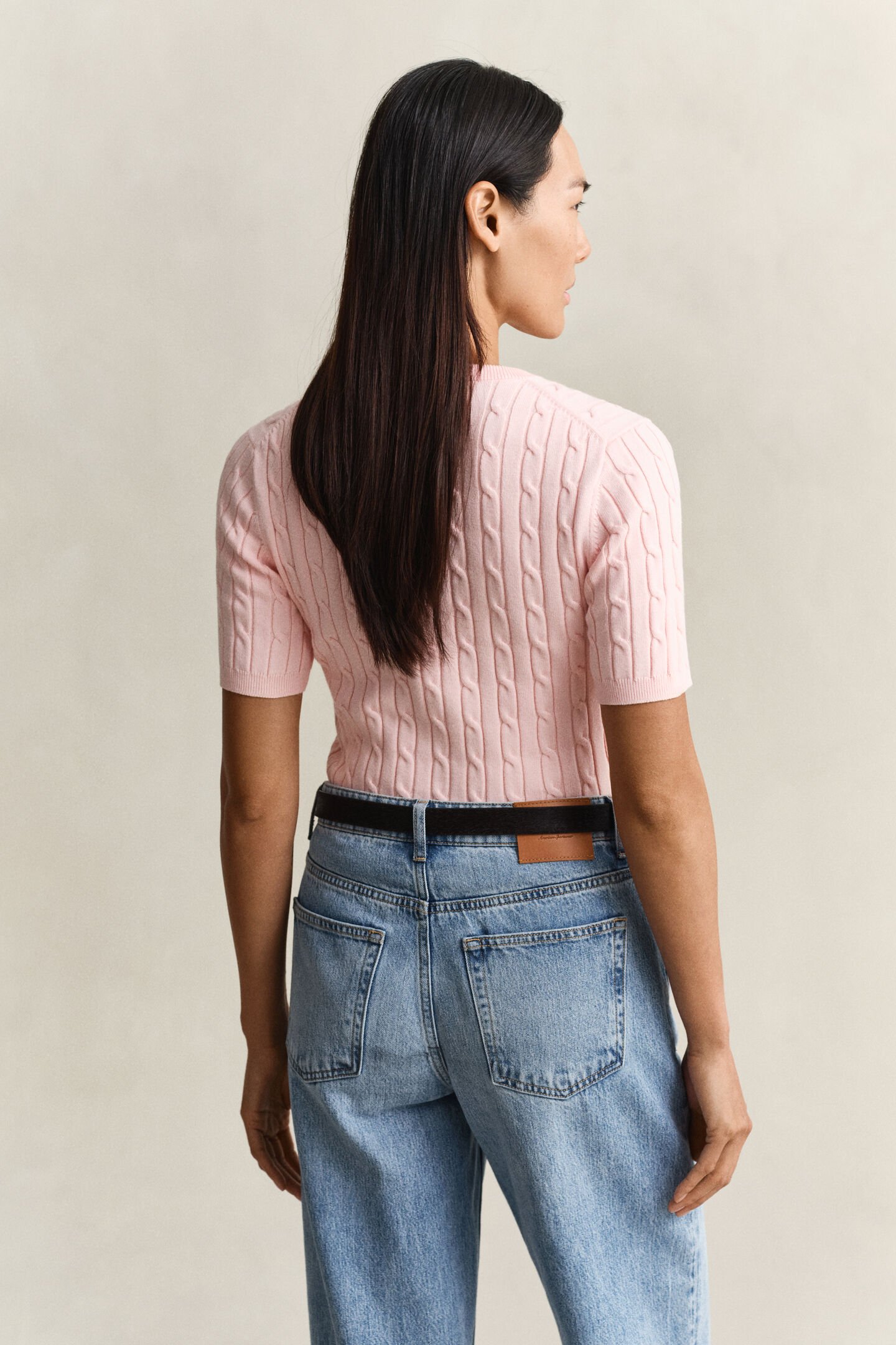 Cable Knit Short Sleeve Sweater