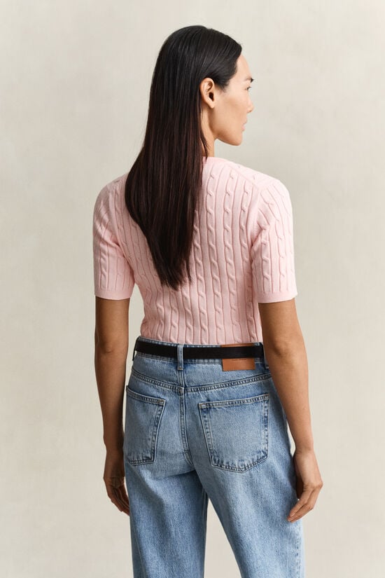 Cable Knit Short Sleeve Sweater