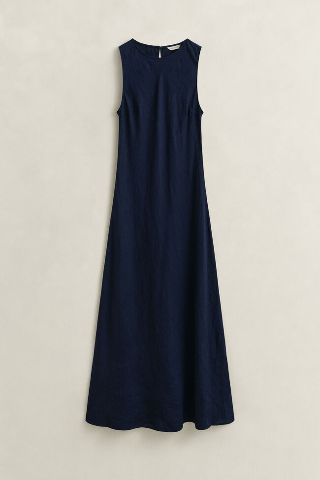 Bias Cut Linen Midi Dress