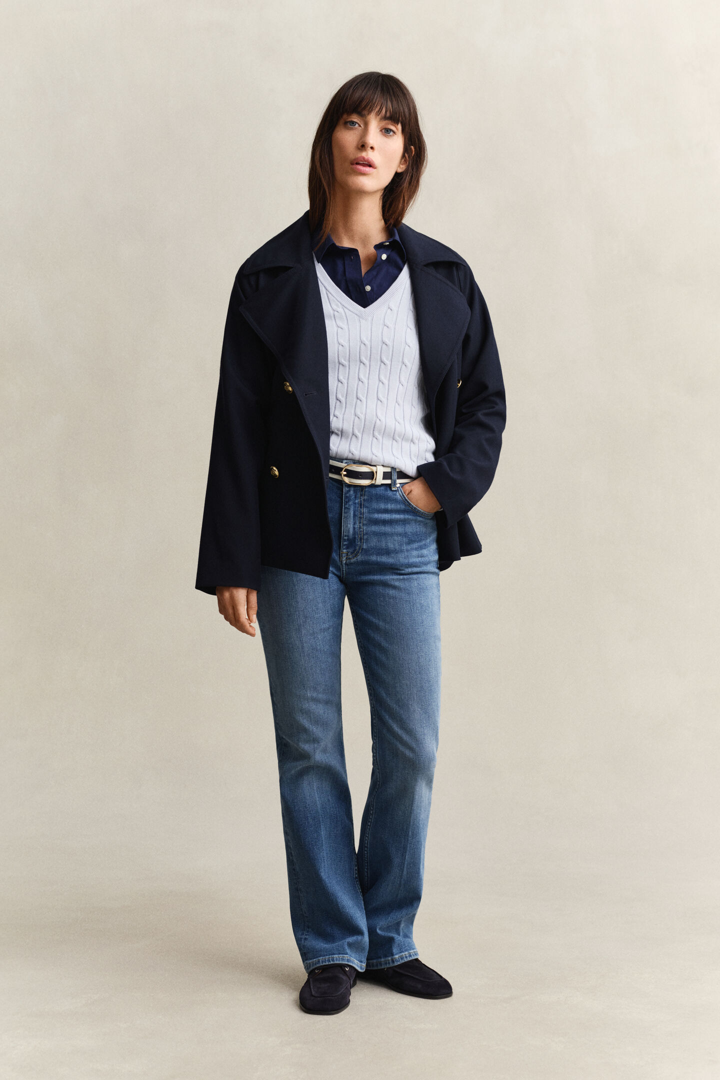 Cable Knit V-Neck Sweater