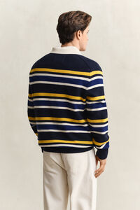 Striped Rib Polo Sweater
