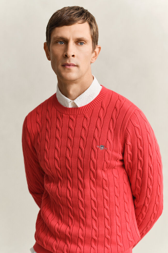 Cotton Cable Knit Crew Neck Sweater