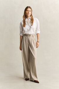 Pinstriped Linen Blend Pants