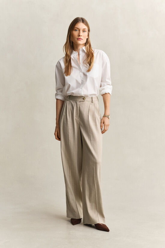 Pinstriped Linen Blend Pants