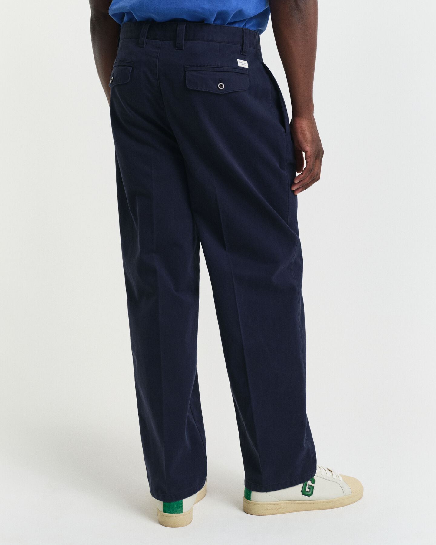 Relaxed Fit Pleated Cotton Twill Chinos