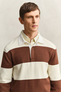 Barstriped Cotton Polo Sweater