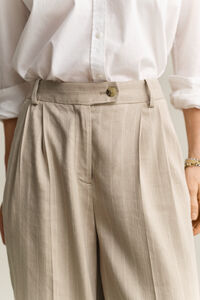 Pinstriped Linen Blend Pants