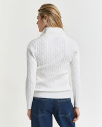 Stretch Cotton Cable Knit Half-Zip Sweater