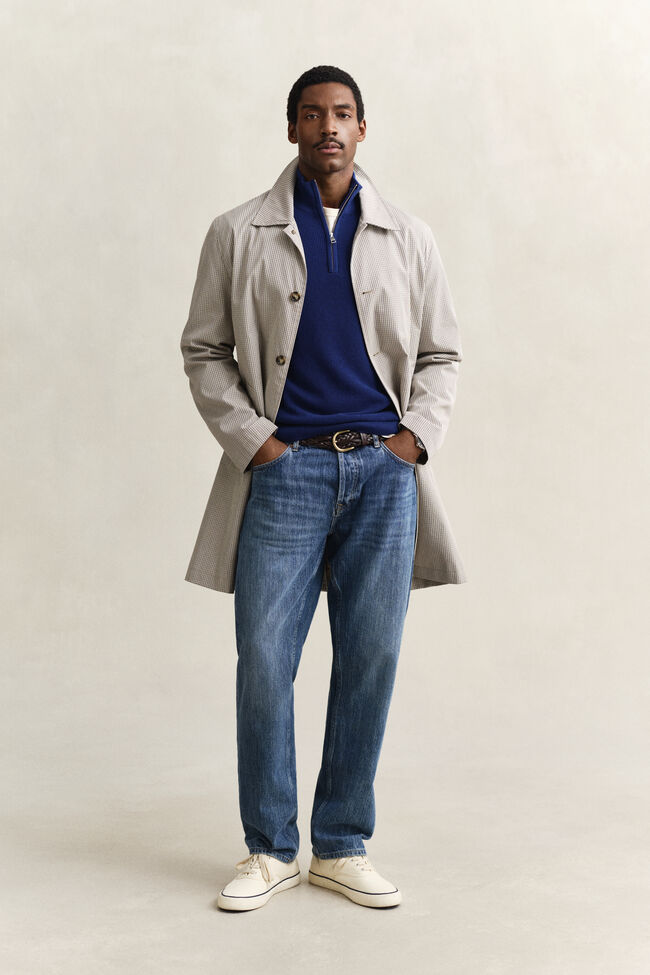 Textured Cotton Half-Zip Sweater