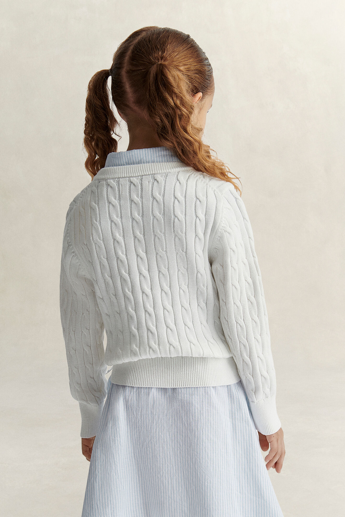 Girls Shield Cable Knit Sweater