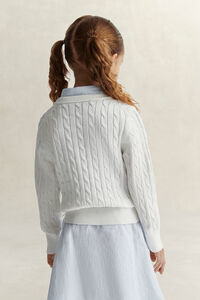Girls Shield Cable Knit Sweater