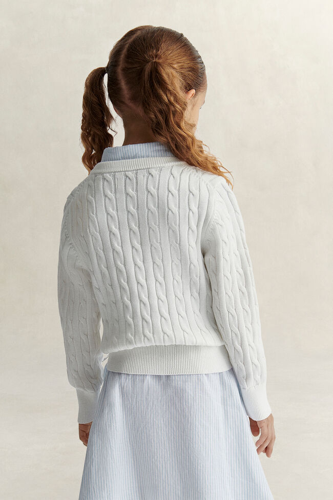 Girls Shield Cable Knit Sweater