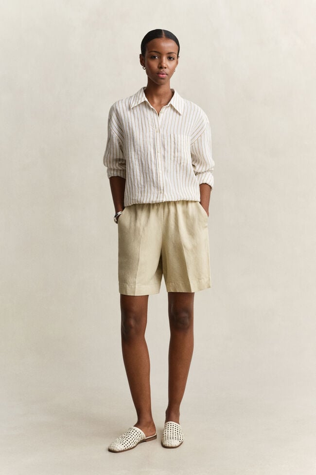 Relaxed Fit Striped Linen Shirt