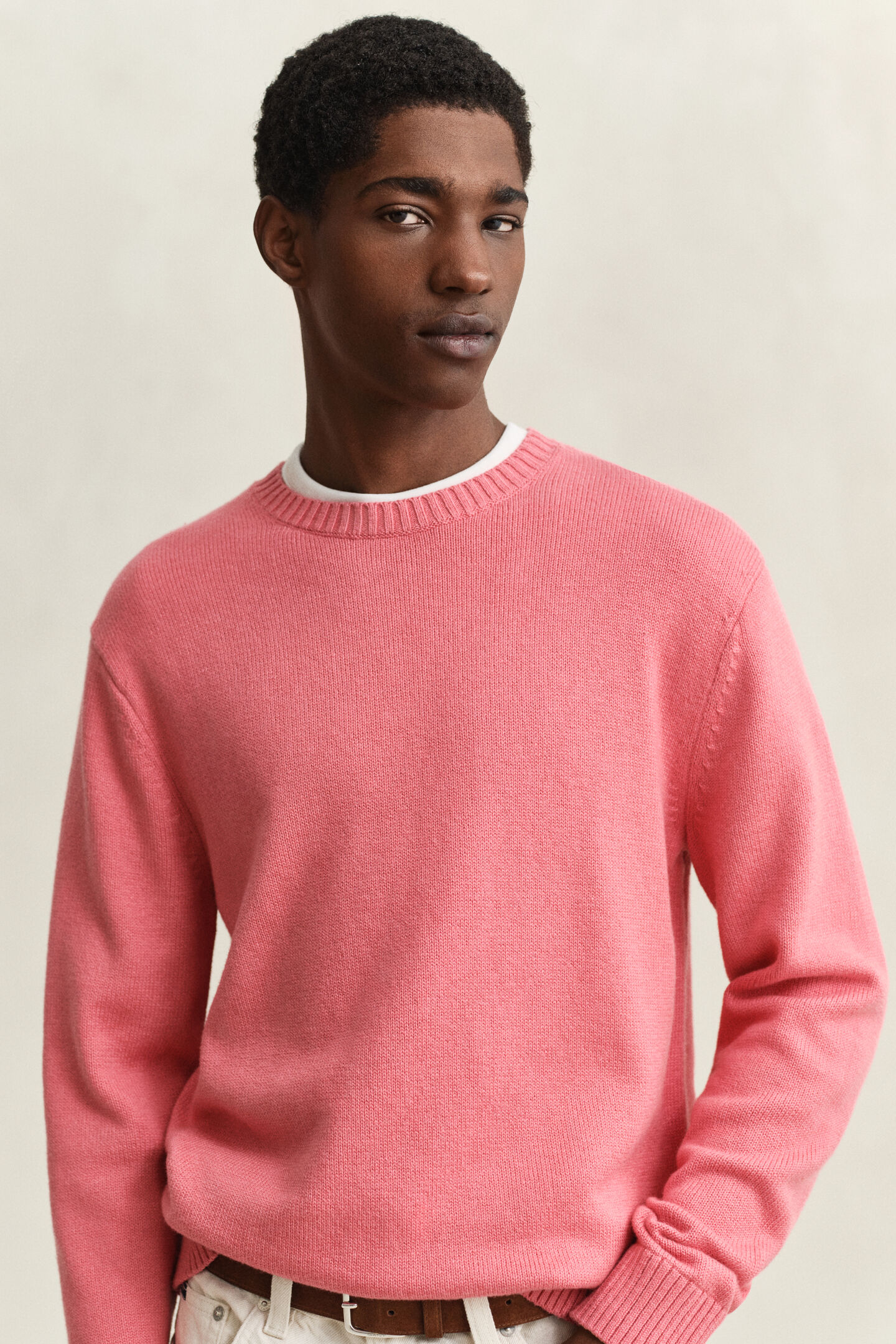 Cotton Blend Crew Neck Sweater