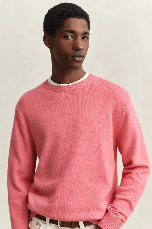 Cotton Blend Crew Neck Sweater