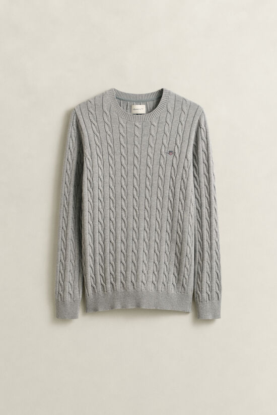 Cotton Cable Knit Crew Neck Sweater