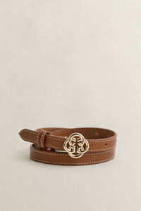 Monogram Buckle Leather Belt