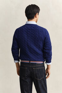 Cotton Cable Knit Crew Neck Sweater