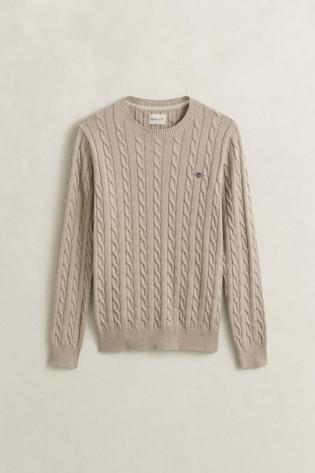 Cotton Cable Knit Crew Neck Sweater